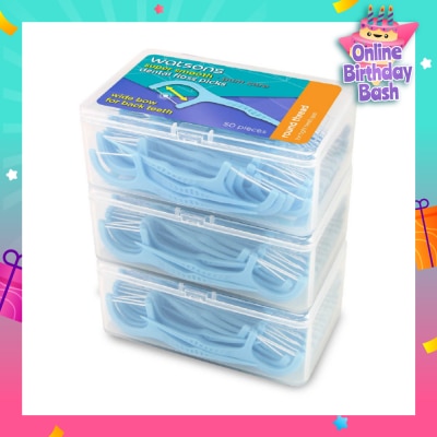 WATSONS Super Smooth Widebow Dental Floss Picks (Round Thread + Single Line) 50s x 3 Boxes