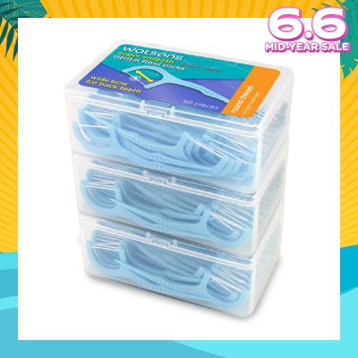 WATSONS Super Smooth Widebow Dental Floss Picks (Round Thread + Single Line) 50s x 3 Boxes