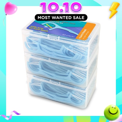 WATSONS Super Smooth Widebow Dental Floss Picks (Round Thread + Single Line) 50s x 3 Boxes image