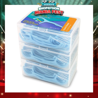 WATSONS - Super Smooth Widebow Dental Floss Picks (Round Thread + Single Line) 50s x 3 Boxes