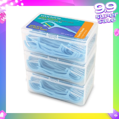 WATSONS Super Smooth Widebow Dental Floss Picks (Round Thread + Single Line) 50s x 3 Boxes
