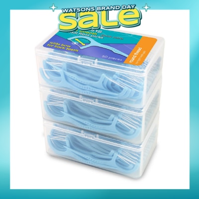 WATSONS - Super Smooth Widebow Dental Floss Picks (Round Thread + Single Line) 50s x 3 Boxes