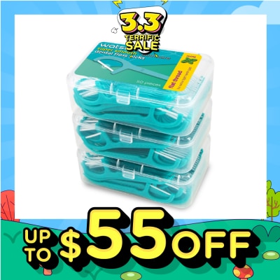 WATSONS Super Smooth Mint Dental Floss Picks (Flat Thread + Single Line) 50s x 3 Boxes
