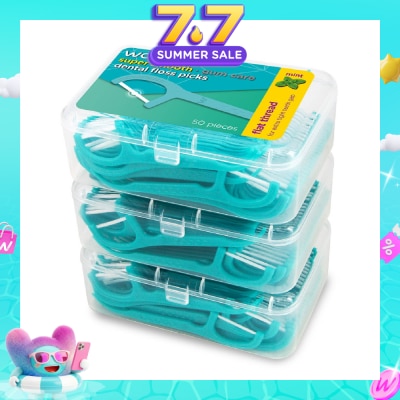 WATSONS - Super Smooth Mint Dental Floss Picks (Flat Thread + Single Line) 50s x 3 Boxes