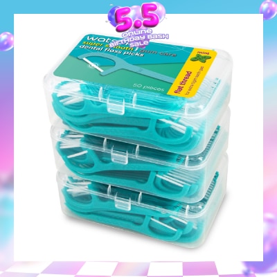WATSONS - Super Smooth Mint Dental Floss Picks (Flat Thread + Single Line) 50s x 3 Boxes