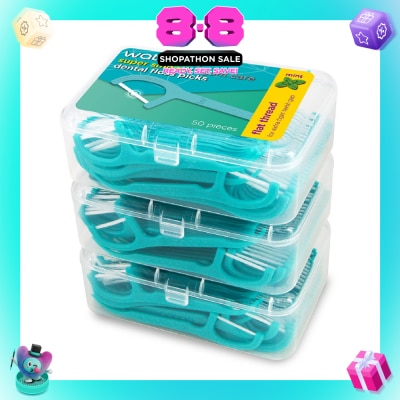 WATSONS - Super Smooth Mint Dental Floss Picks (Flat Thread + Single Line) 50s x 3 Boxes