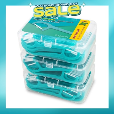 WATSONS - Super Smooth Mint Dental Floss Picks (Flat Thread + Single Line) 50s x 3 Boxes