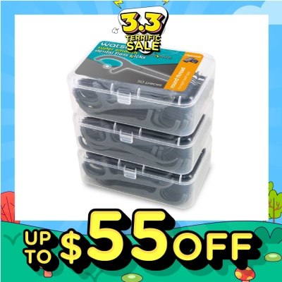 WATSONS Super Smooth Charcoal Dental Floss Picks (Round Thread + Single Line) 50s x 3 Boxes