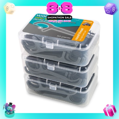 WATSONS - Super Smooth Charcoal Dental Floss Picks (Round Thread + Single Line) 50s x 3 Boxes