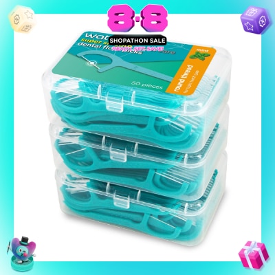 WATSONS - Super Smooth Mint Dental Floss Picks (Round Thread + Single Line) 50s x 3 Boxes