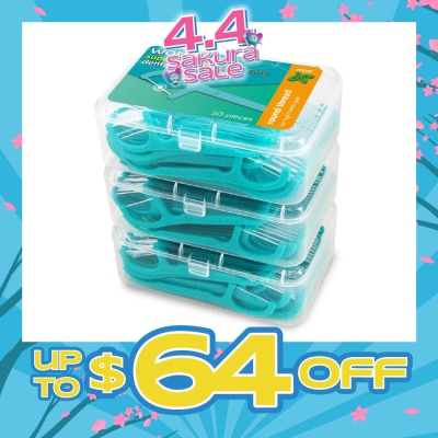 WATSONS - Super Smooth Mint Dental Floss Picks (Round Thread + Single Line) 50s x 3 Boxes