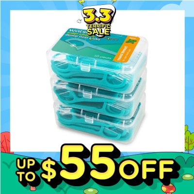 WATSONS Super Smooth Mint Dental Floss Picks (Round Thread + Single Line) 50s x 3 Boxes