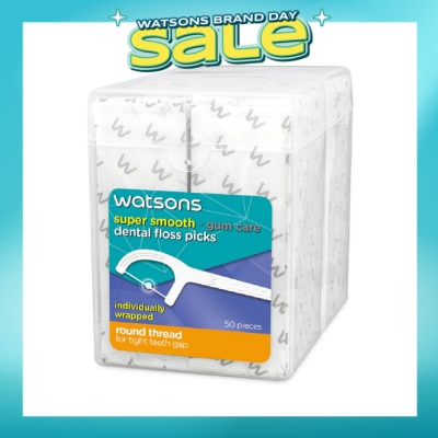 WATSONS - Super Smooth Dental Floss Picks Individually Wrapped (Round Thread + Single Line) 50s x 2 Boxes
