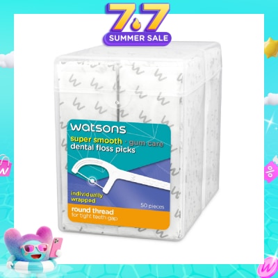 WATSONS - Super Smooth Dental Floss Picks Individually Wrapped (Round Thread + Single Line) 50s x 2 Boxes