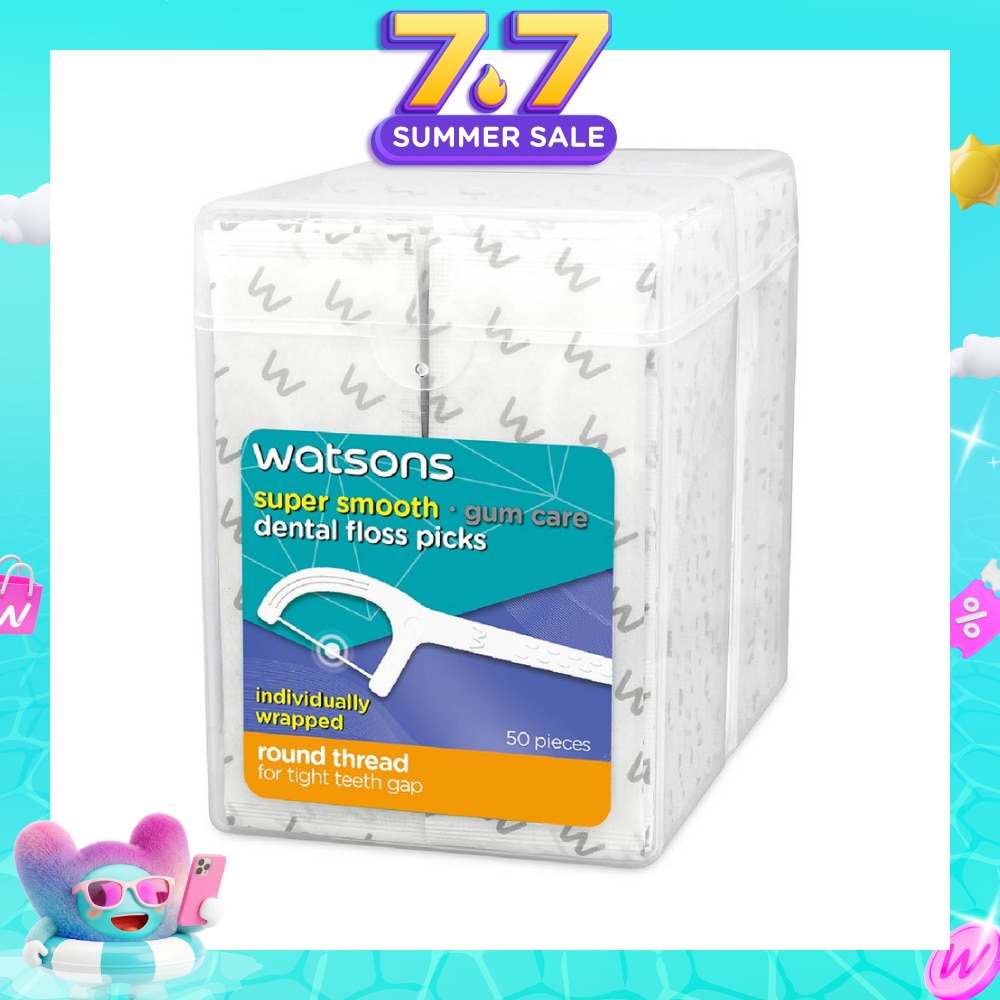 Super Smooth Dental Floss Picks Individually Wrapped (Round Thread + Single Line) 50s x 2 Boxes