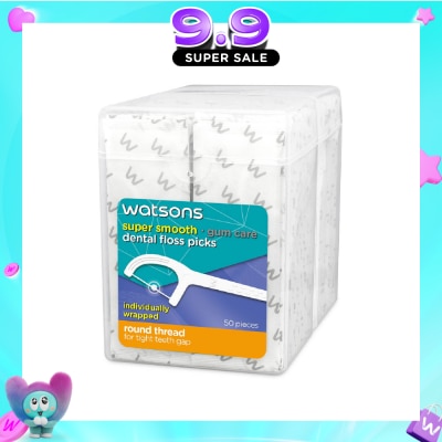 WATSONS - Super Smooth Dental Floss Picks Individually Wrapped (Round Thread + Single Line) 50s x 2 Boxes image