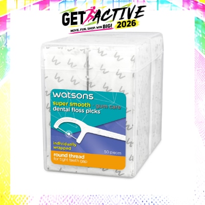 WATSONS - Super Smooth Dental Floss Picks Individually Wrapped (Round Thread + Single Line) 50s x 2 Boxes image