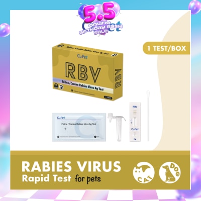CUPETS - Canine/Feline Rabies Virus (RBV) Ag Test 1s (Expiry: Apr`2027)