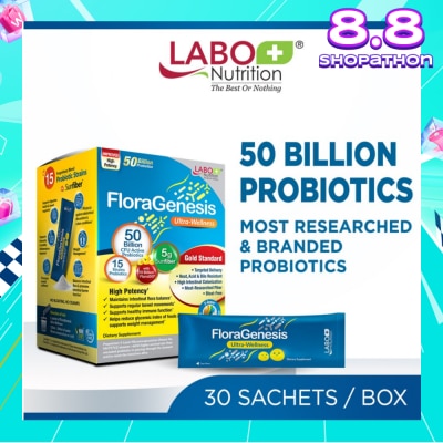 LABO NUTRITION Floragenesis Ultra Wellness Dietary Supplement Sachet (Suitable for Women & Men, For Gut And Digestive Health, Intestinal Flora Balance And Healthy Immune Function) 30s