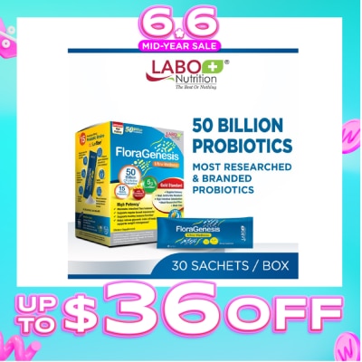 LABO NUTRITION - Floragenesis Ultra Wellness Dietary Supplement Sachet (Suitable for Women & Men, For Gut And Digestive Health, Intestinal Flora Balance And Healthy Immune Function) 30s