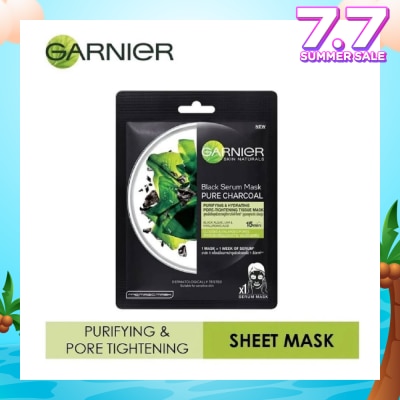 GARNIER Black Serum Pure Charcoal Purifying and Hydrating Black Algae Pore Tightening Tissue Mask 1s