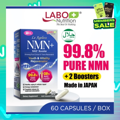 LABO NUTRITION Le Ageless NMN+ NAD+ Booster Dietary Supplement Acid-Resistant Capsule 60s