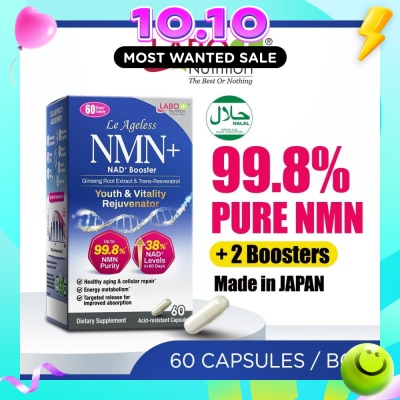 LABO NUTRITION Le Ageless NMN+ NAD+ Support with Resveratrol Ginseng Supplement Capsule (Healthy Aging, Energy, Vitality, Metabolism, Antioxidant Support) 60s image