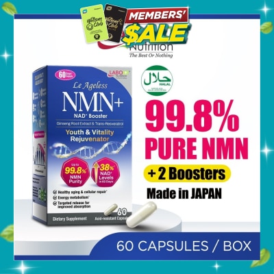 LABO NUTRITION Le Ageless NMN+ NAD+ Support with Resveratrol Ginseng Supplement Capsule (Healthy Aging, Energy, Vitality, Metabolism, Antioxidant Support) 60s image