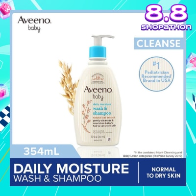 AVEENO BABY Daily Moisture Wash and Shampoo with Natural Oat Extract (For Normal to Dry Sensitive Skin) 354ml