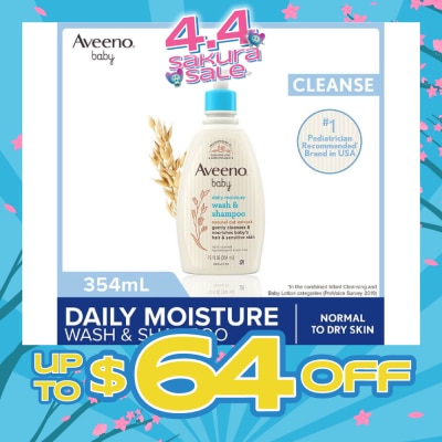 AVEENO BABY - Daily Moisture Wash and Shampoo with Natural Oat Extract (For Normal to Dry Sensitive Skin) 354ml