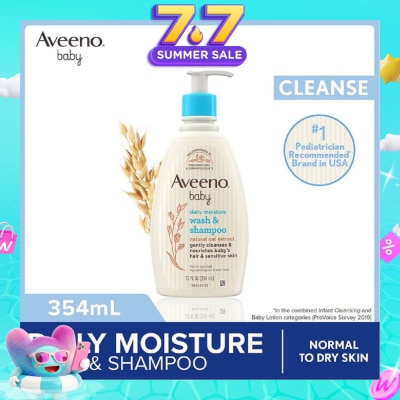 AVEENO BABY - Daily Moisture Wash and Shampoo with Natural Oat Extract (For Normal to Dry Sensitive Skin) 354ml