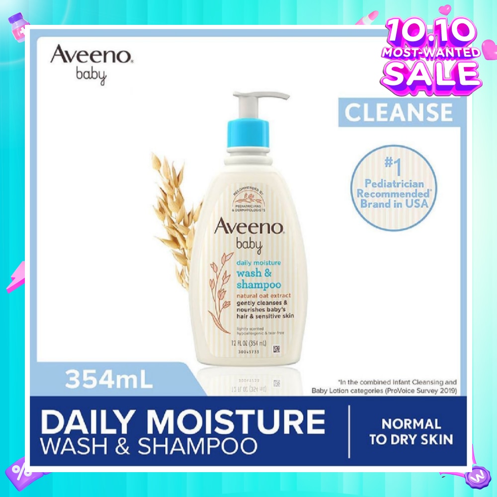 Daily Moisture Wash and Shampoo with Natural Oat Extract (For Normal to Dry Sensitive Skin) 354ml