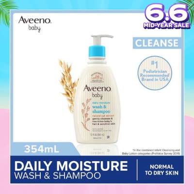 AVEENO BABY Daily Moisture Wash and Shampoo with Natural Oat Extract (For Normal to Dry Sensitive Skin) 354ml