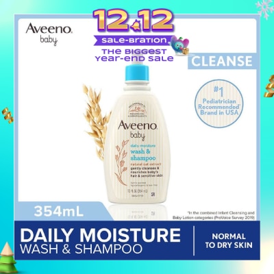 AVEENO BABY Daily Moisture Wash and Shampoo with Natural Oat Extract (For Normal to Dry Sensitive Skin) 354ml