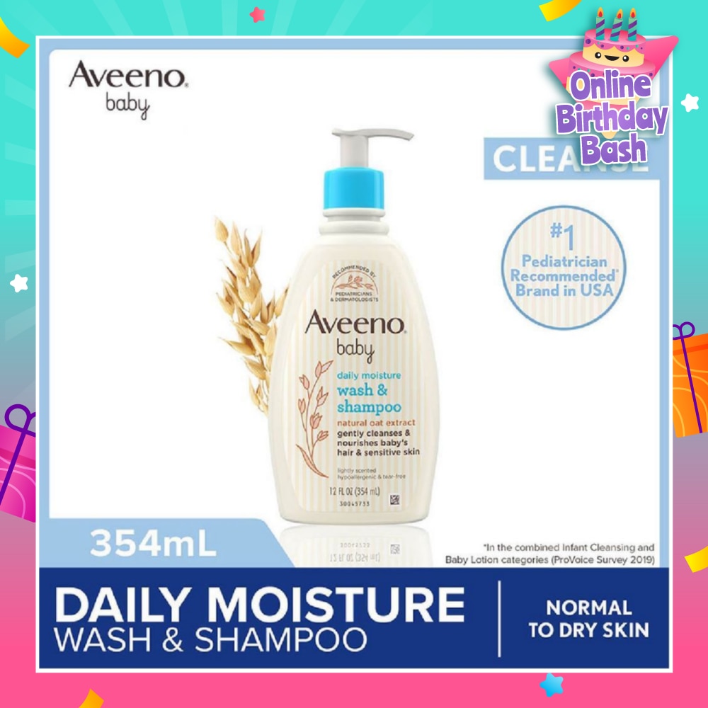 Daily Moisture Wash and Shampoo with Natural Oat Extract (For Normal to Dry Sensitive Skin) 354ml