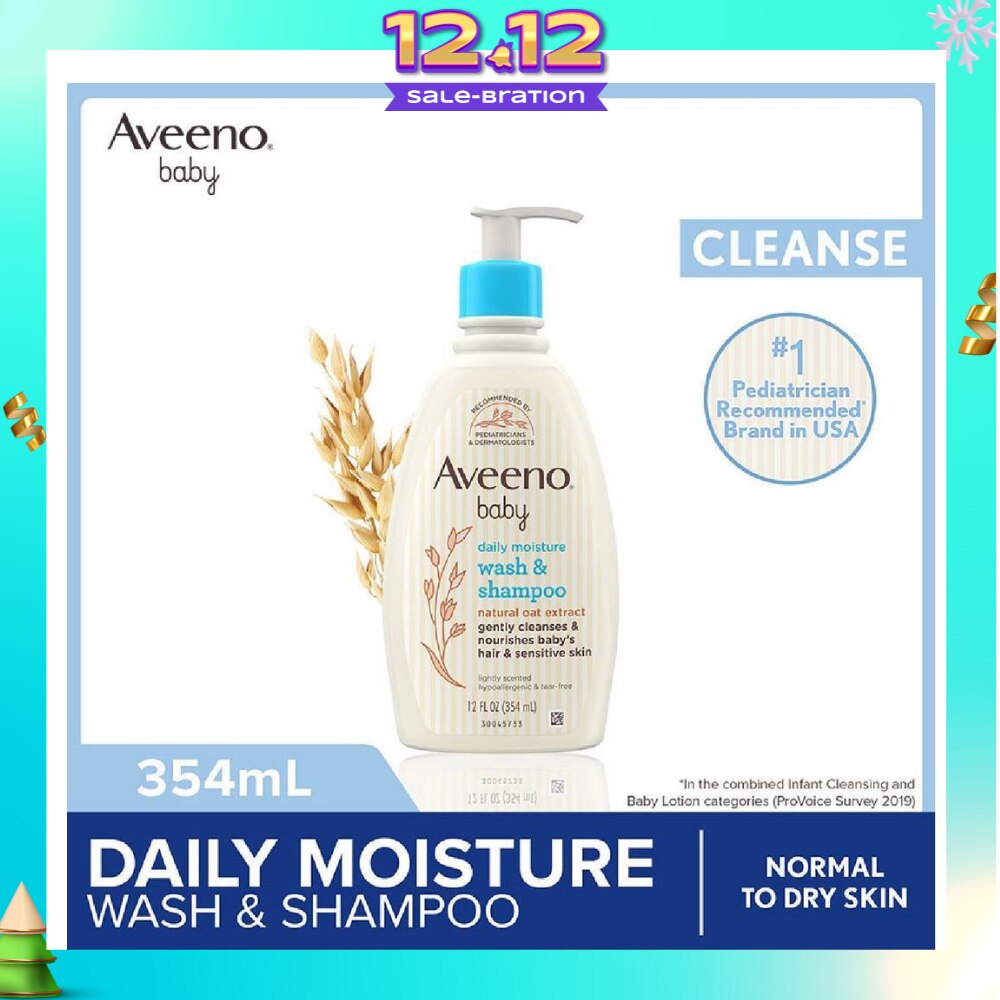 Daily Moisture Wash and Shampoo with Natural Oat Extract (For Normal to Dry Sensitive Skin) 354ml