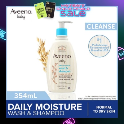 AVEENO BABY Daily Moisture Wash and Shampoo with Natural Oat Extract (For Normal to Dry Sensitive Skin) 354ml
