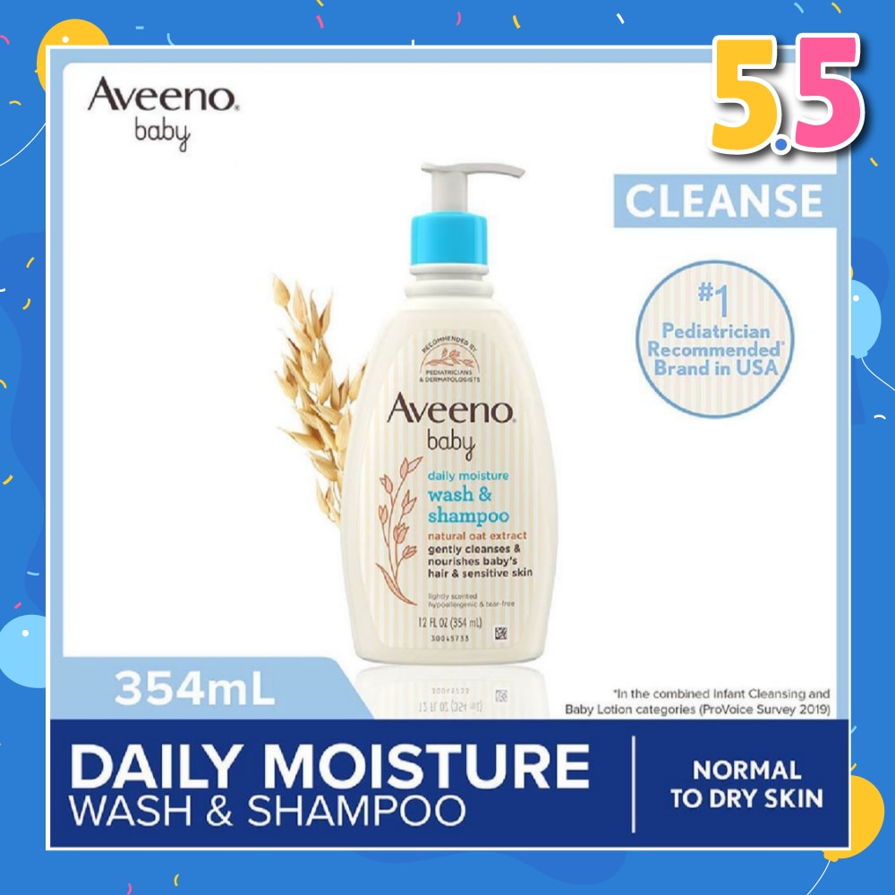 Daily Moisture Wash and Shampoo with Natural Oat Extract (For Normal to Dry Sensitive Skin) 354ml