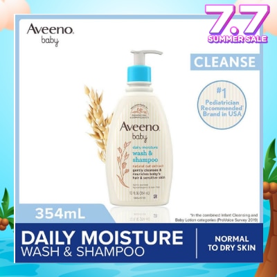 AVEENO BABY Daily Moisture Wash and Shampoo with Natural Oat Extract (For Normal to Dry Sensitive Skin) 354ml