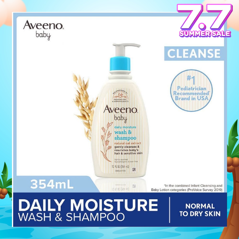 Daily Moisture Wash and Shampoo with Natural Oat Extract (For Normal to Dry Sensitive Skin) 354ml