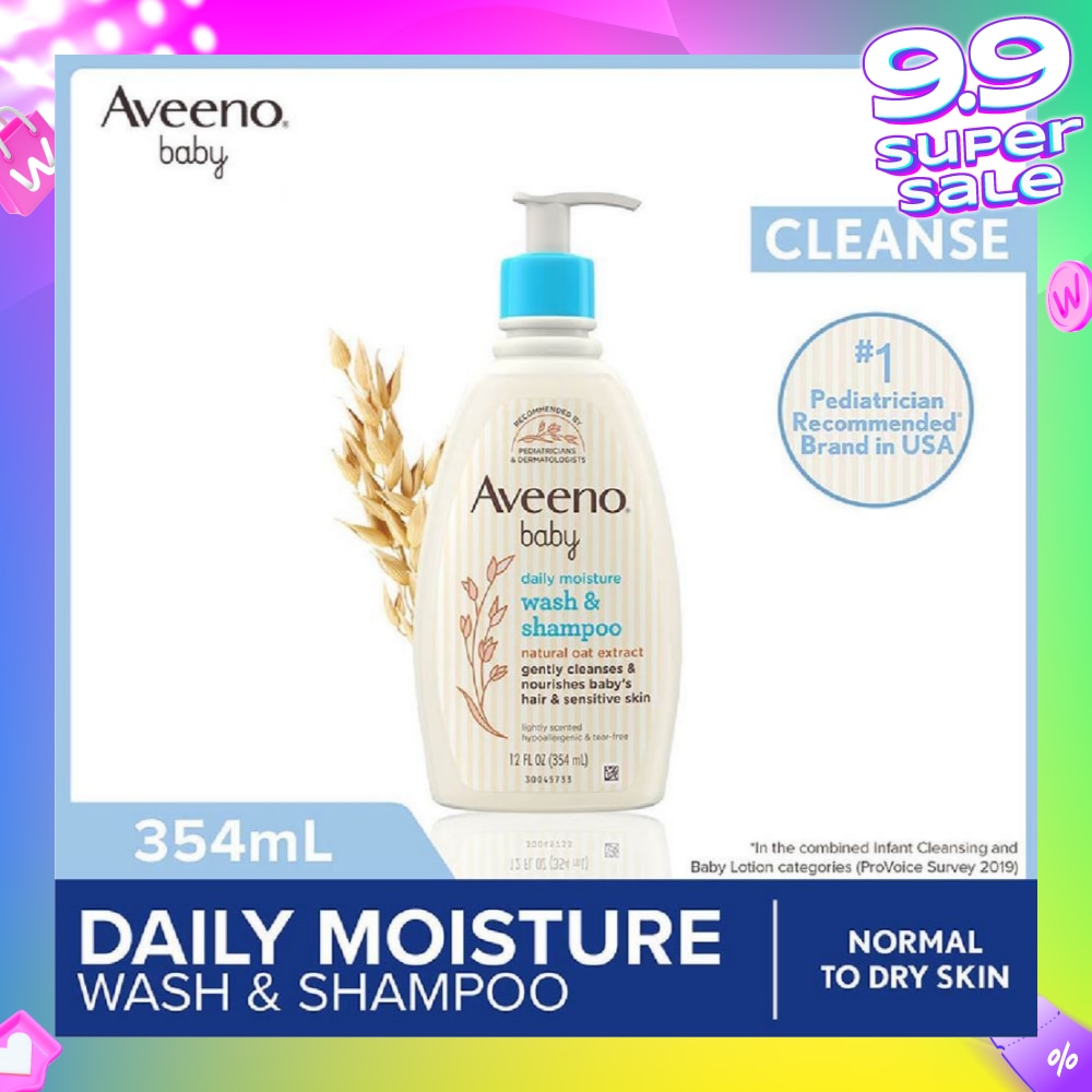 Daily Moisture Wash and Shampoo with Natural Oat Extract (For Normal to Dry Sensitive Skin) 354ml