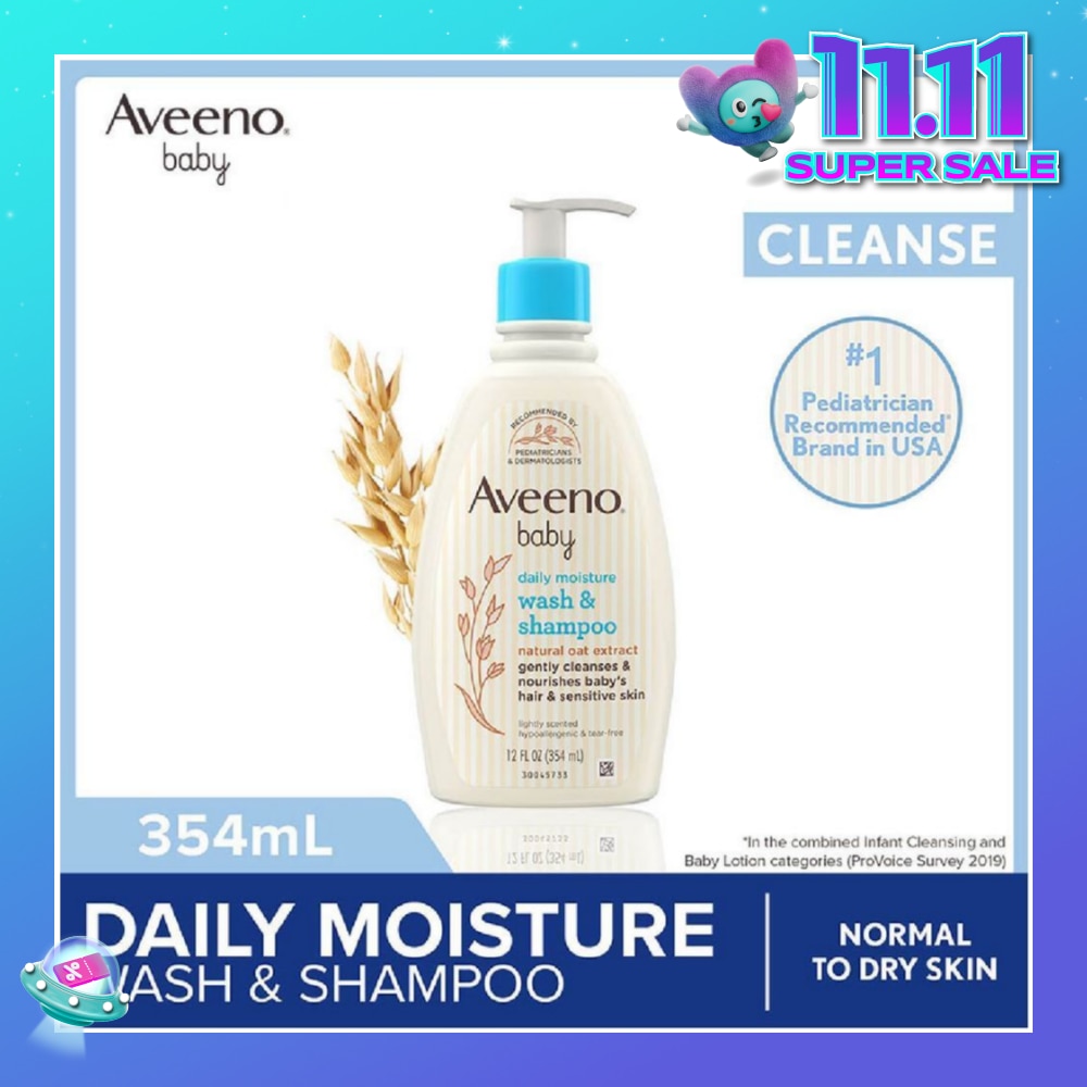 Daily Moisture Wash and Shampoo with Natural Oat Extract (For Normal to Dry Sensitive Skin) 354ml