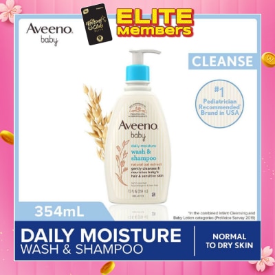AVEENO BABY Daily Moisture Wash and Shampoo with Natural Oat Extract (For Normal to Dry Sensitive Skin) 354ml