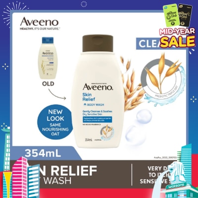 AVEENO Skin Relief Moisturizing Body Wash Fragrance Free (Suitable For Very Dry To Itchy Skin And Gentle Enough For Sensitive Skin) 354ml