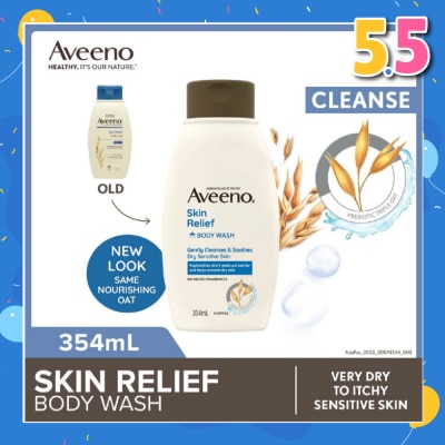 AVEENO Skin Relief Moisturizing Body Wash Fragrance Free (Suitable For Very Dry To Itchy Skin And Gentle Enough For Sensitive Skin) 354ml