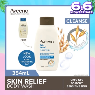 AVEENO Skin Relief Moisturizing Body Wash Fragrance Free (Suitable For Very Dry To Itchy Skin And Gentle Enough For Sensitive Skin) 354ml