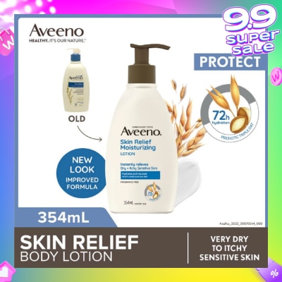 AVEENO Skin Relief Moisturizing Lotion Steroid Free (Relieve Very Dry To Itchy Skin + Gentle Enough For Sensitive Skin) 354ml