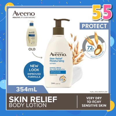 AVEENO Skin Relief Moisturizing Lotion Steroid Free (Relieve Very Dry To Itchy Skin + Gentle Enough For Sensitive Skin) 354ml