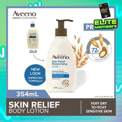 AVEENO Skin Relief Moisturizing Lotion Steroid Free (Relieve Very Dry To Itchy Skin + Gentle Enough For Sensitive Skin) 354ml