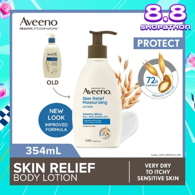 AVEENO Skin Relief Moisturizing Lotion Steroid Free (Relieve Very Dry To Itchy Skin + Gentle Enough For Sensitive Skin) 354ml